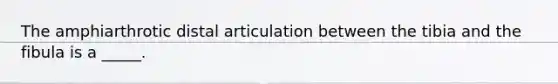 The amphiarthrotic distal articulation between the tibia and the fibula is a _____.