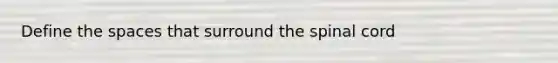 Define <a href='https://www.questionai.com/knowledge/k0Lyloclid-the-space' class='anchor-knowledge'>the space</a>s that surround <a href='https://www.questionai.com/knowledge/kkAfzcJHuZ-the-spinal-cord' class='anchor-knowledge'>the spinal cord</a>