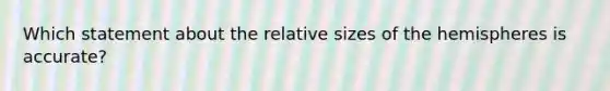 Which statement about the relative sizes of the hemispheres is accurate?