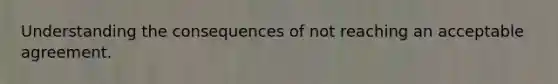 Understanding the consequences of not reaching an acceptable agreement.