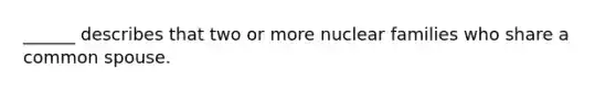 ______ describes that two or more nuclear families who share a common spouse.