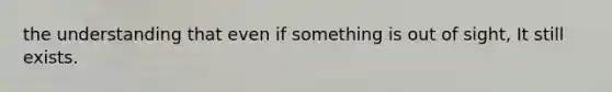 the understanding that even if something is out of sight, It still exists.