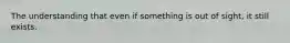 The understanding that even if something is out of sight, it still exists.