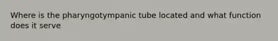 Where is the pharyngotympanic tube located and what function does it serve