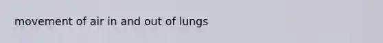 movement of air in and out of lungs