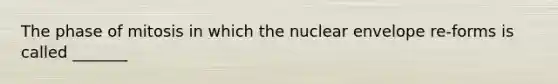 The phase of mitosis in which the nuclear envelope re-forms is called _______