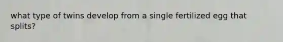 what type of twins develop from a single fertilized egg that splits?