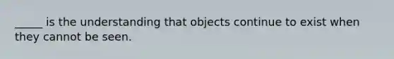 _____ is the understanding that objects continue to exist when they cannot be seen.