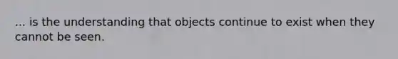 ... is the understanding that objects continue to exist when they cannot be seen.