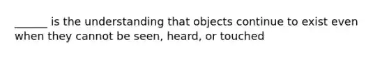 ______ is the understanding that objects continue to exist even when they cannot be seen, heard, or touched