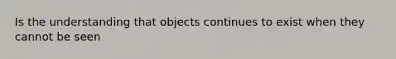 Is the understanding that objects continues to exist when they cannot be seen