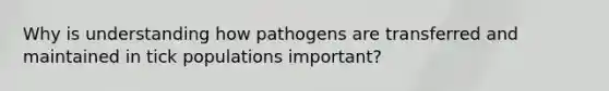 Why is understanding how pathogens are transferred and maintained in tick populations important?