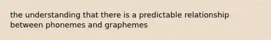 the understanding that there is a predictable relationship between phonemes and graphemes