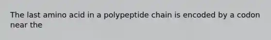 The last amino acid in a polypeptide chain is encoded by a codon near the