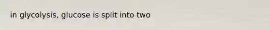 in glycolysis, glucose is split into two