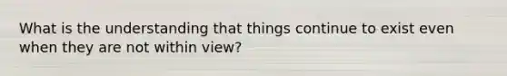 What is the understanding that things continue to exist even when they are not within view?