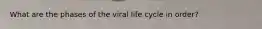 What are the phases of the viral life cycle in order?