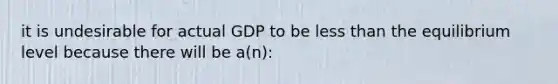 it is undesirable for actual GDP to be less than the equilibrium level because there will be a(n):