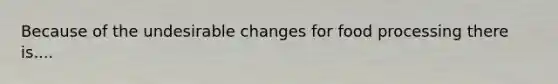 Because of the undesirable changes for food processing there is....