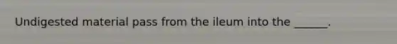 Undigested material pass from the ileum into the ______.