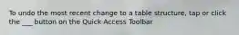 To undo the most recent change to a table structure, tap or click the ___ button on the Quick Access Toolbar