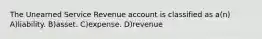 The Unearned Service Revenue account is classified as a(n) A)liability. B)asset. C)expense. D)revenue