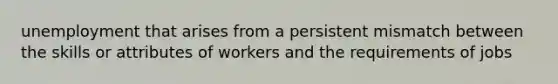 unemployment that arises from a persistent mismatch between the skills or attributes of workers and the requirements of jobs