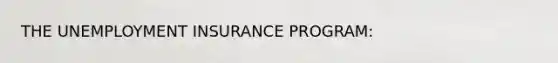 THE UNEMPLOYMENT INSURANCE PROGRAM: