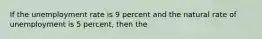 If the unemployment rate is 9 percent and the natural rate of unemployment is 5 percent, then the