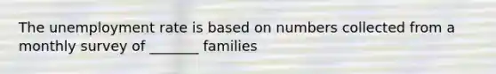 The unemployment rate is based on numbers collected from a monthly survey of _______ families