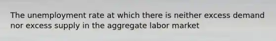 The unemployment rate at which there is neither excess demand nor excess supply in the aggregate labor market