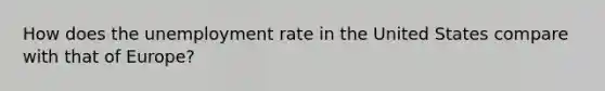 How does the unemployment rate in the United States compare with that of Europe?