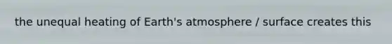 the unequal heating of <a href='https://www.questionai.com/knowledge/kRonPjS5DU-earths-atmosphere' class='anchor-knowledge'>earth's atmosphere</a> / surface creates this