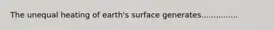 The unequal heating of earth's surface generates...............