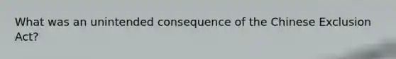 What was an unintended consequence of the Chinese Exclusion Act?