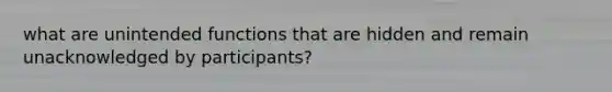 what are unintended functions that are hidden and remain unacknowledged by participants​?