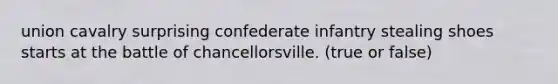 union cavalry surprising confederate infantry stealing shoes starts at the battle of chancellorsville. (true or false)