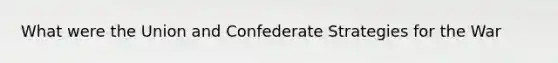 What were the Union and Confederate Strategies for the War