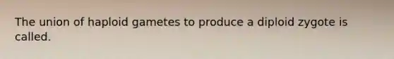 The union of haploid gametes to produce a diploid zygote is called.
