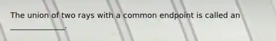 The union of two rays with a common endpoint is called an ______________.