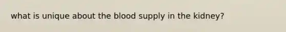 what is unique about <a href='https://www.questionai.com/knowledge/k7oXMfj7lk-the-blood' class='anchor-knowledge'>the blood</a> supply in the kidney?