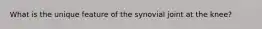 What is the unique feature of the synovial joint at the knee?