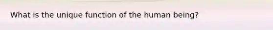 What is the unique function of the human being?