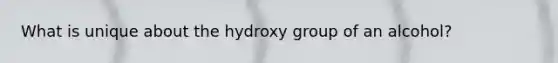 What is unique about the hydroxy group of an alcohol?