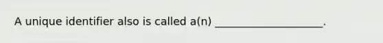 A unique identifier also is called a(n) ____________________.