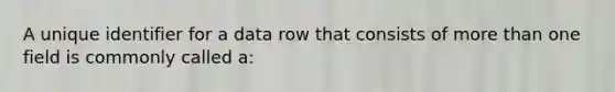 A unique identifier for a data row that consists of more than one field is commonly called a: