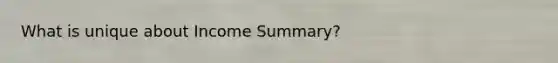 What is unique about Income Summary?