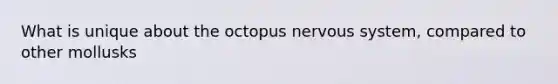 What is unique about the octopus <a href='https://www.questionai.com/knowledge/kThdVqrsqy-nervous-system' class='anchor-knowledge'>nervous system</a>, compared to other mollusks