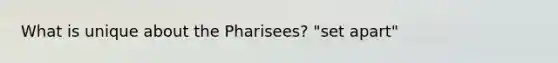 What is unique about the Pharisees? "set apart"