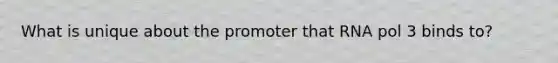 What is unique about the promoter that RNA pol 3 binds to?